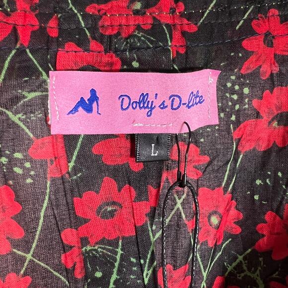 NEW! Dolly's D-Lite Custom Long Sleeve V Neck Micro Mini Dress L Floral Fringe - Picture 9 of 12